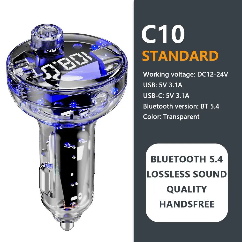 Bluetooth 5.4 FM Transmitter Car Kit