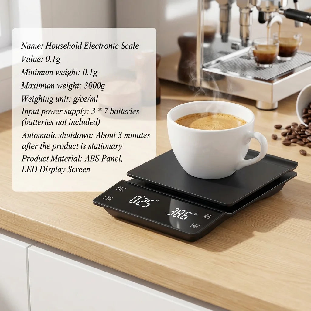 Multifunction 3kg/0.1g Digital Coffee Scale