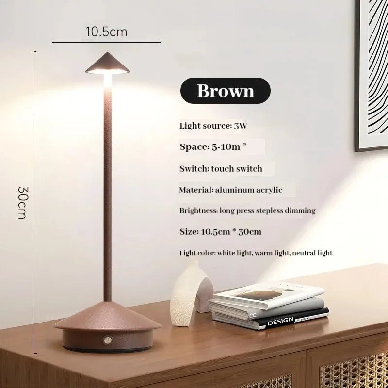 Rechargeable Cone Head Touch Sensor LED Table Lamp