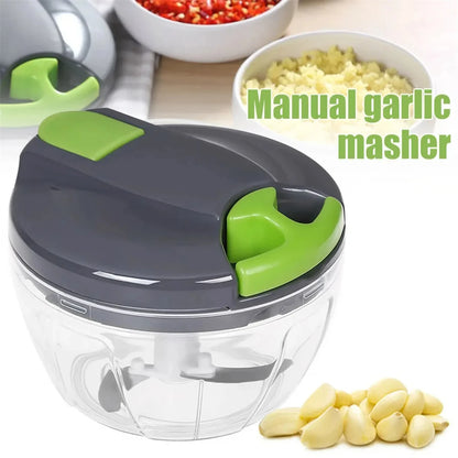 Manual Garlic Chopper & Hand-Pull String Vegetable Cutter
