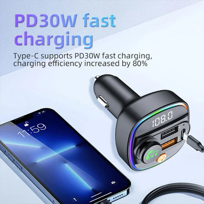Bluetooth 5.4 FM Transmitter Car Kit