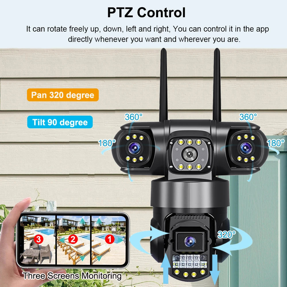 12MP 6K Outdoor Triple-Lens Security Camera