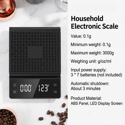 Multifunction 3kg/0.1g Digital Coffee Scale