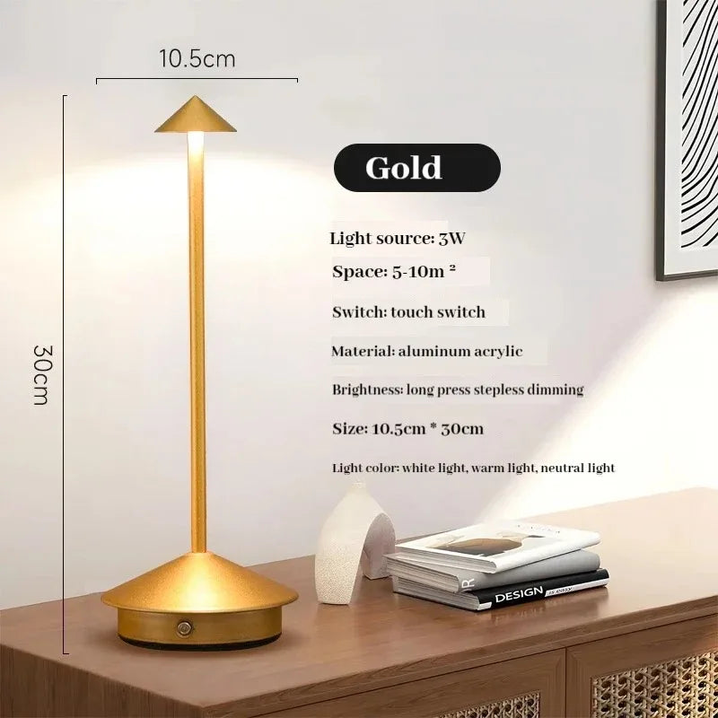 Rechargeable Cone Head Touch Sensor LED Table Lamp