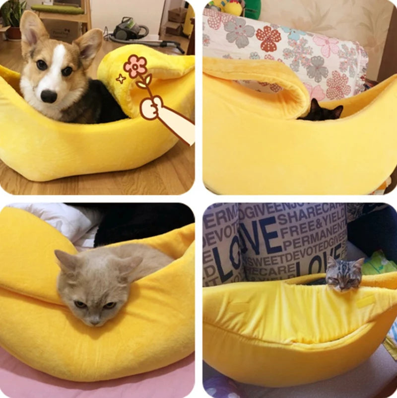 Cute & Cozy Pet House Banana Cat Bed