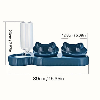 3-in-1 Tilted Cat & Dog Food and Water Bowls Set