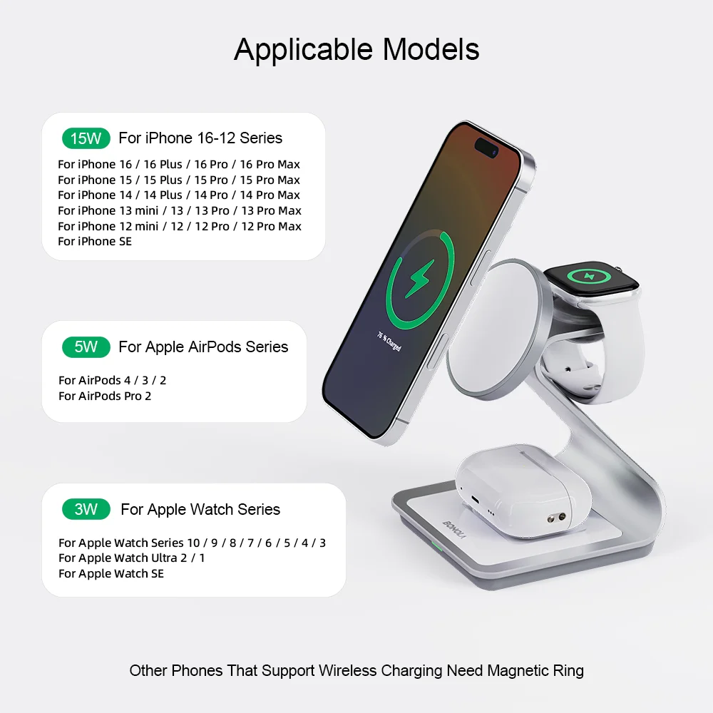Magnetic 3-in-1 Wireless Charger
