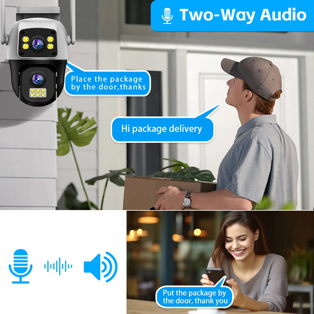 Dual-Lens Dual-Screen WiFi Outdoor PTZ IP Security Camera
