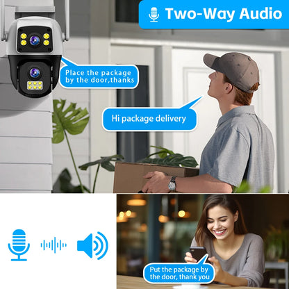 Dual-Lens Dual-Screen WiFi Outdoor PTZ IP Security Camera
