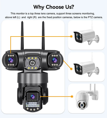 12MP 6K Outdoor Triple-Lens Security Camera