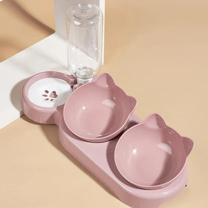 3-in-1 Tilted Cat & Dog Food and Water Bowls Set