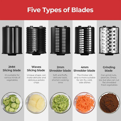 250W 5-in-1 Electric Vegetable Slicer & Shredder