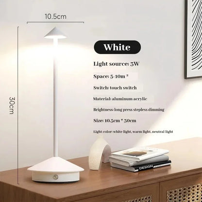 Rechargeable Cone Head Touch Sensor LED Table Lamp