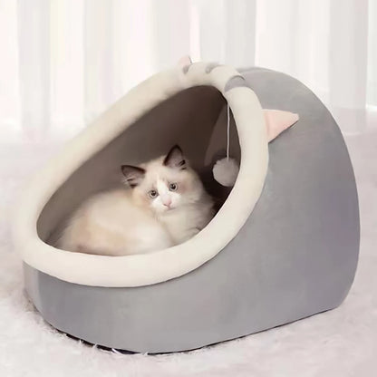 Warm Semi-Closed Cat Nest Bed