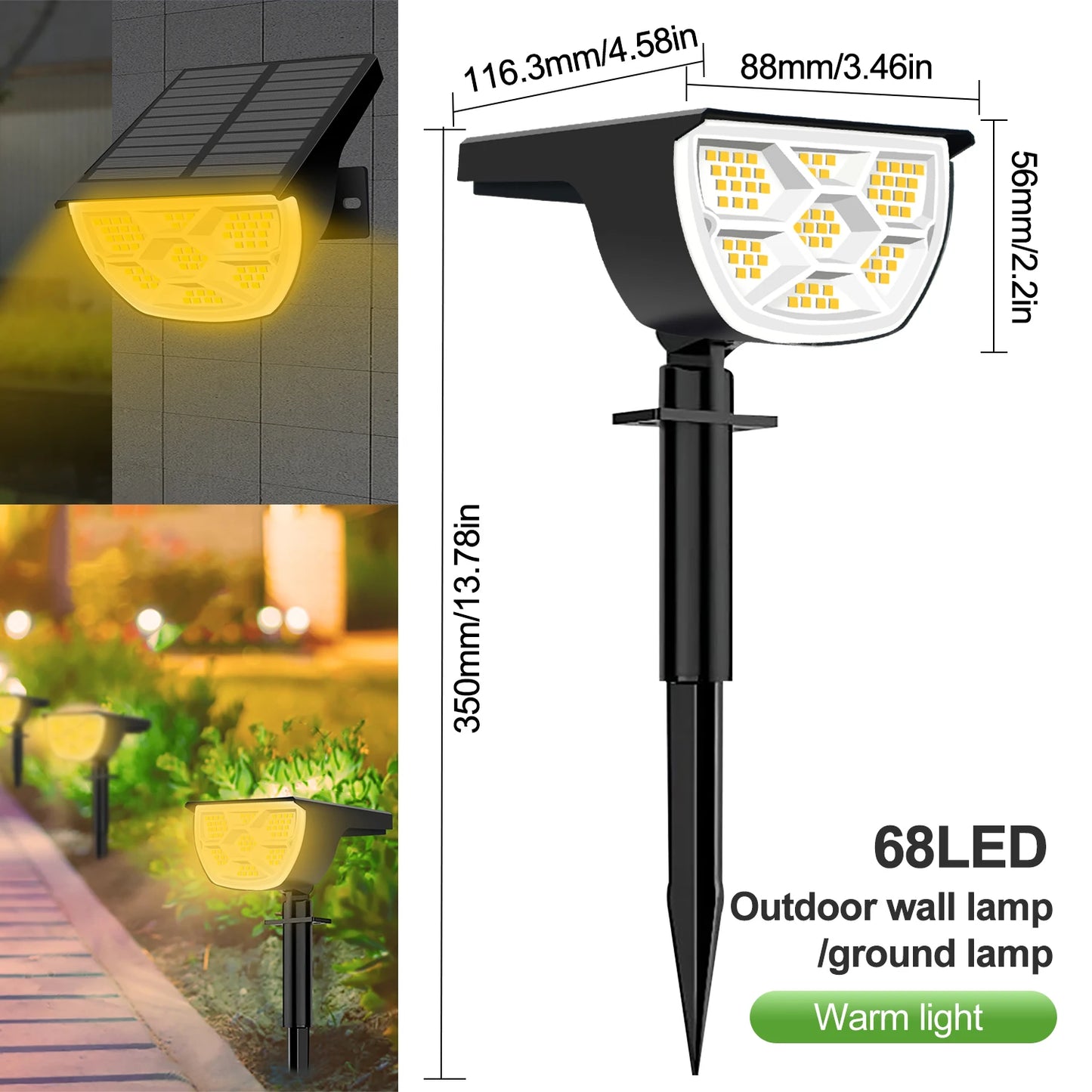 Outdoor IP65 Waterproof 72/68 LED Solar Landscape Lights