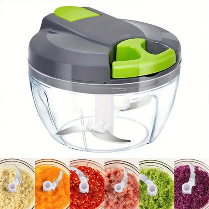 Manual Garlic Chopper & Hand-Pull String Vegetable Cutter