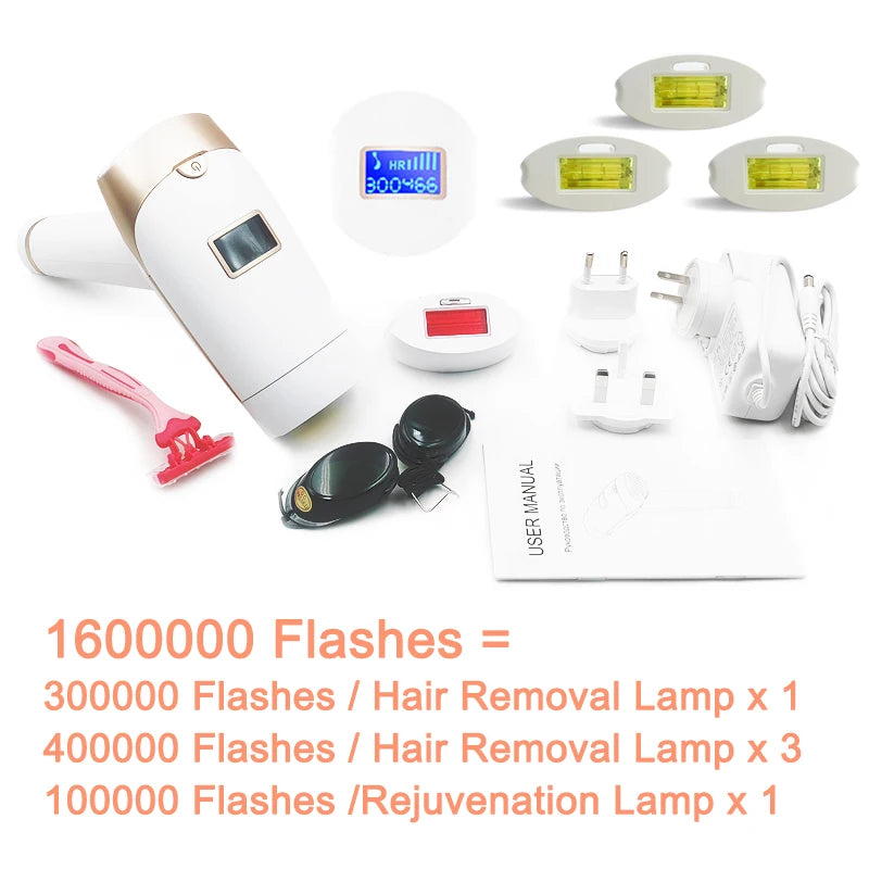 2-in-1 IPL Laser Hair Removal Device with Replaceable Lamp