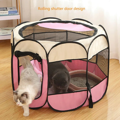 Octagonal Breathable Tent Cage for Cats & Dogs
