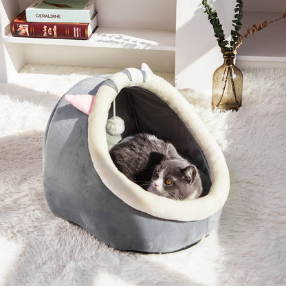 Warm Semi-Closed Cat Nest Bed