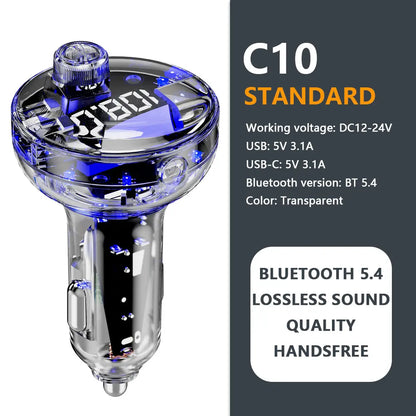 Bluetooth 5.4 FM Transmitter Car Kit
