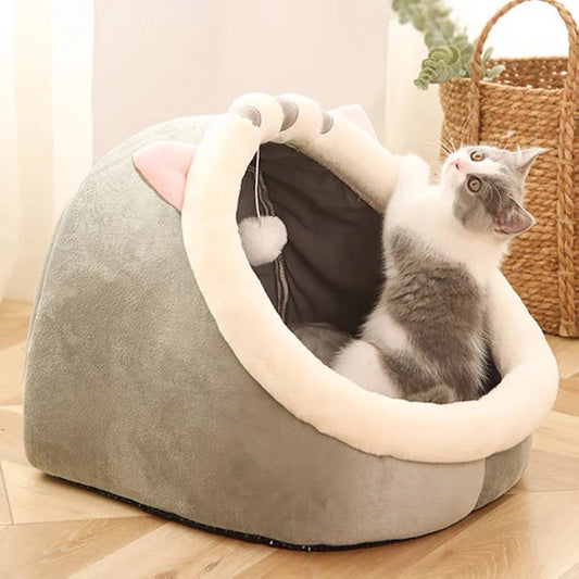 Warm Semi-Closed Cat Nest Bed