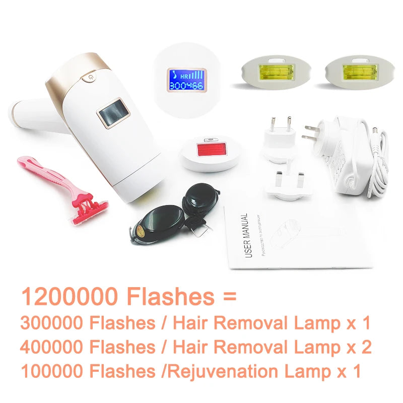 2-in-1 IPL Laser Hair Removal Device with Replaceable Lamp