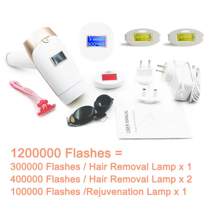 2-in-1 IPL Laser Hair Removal Device with Replaceable Lamp