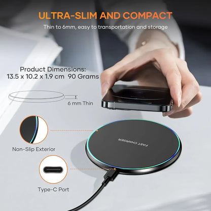 30W Desktop LED Wireless Charger Pad