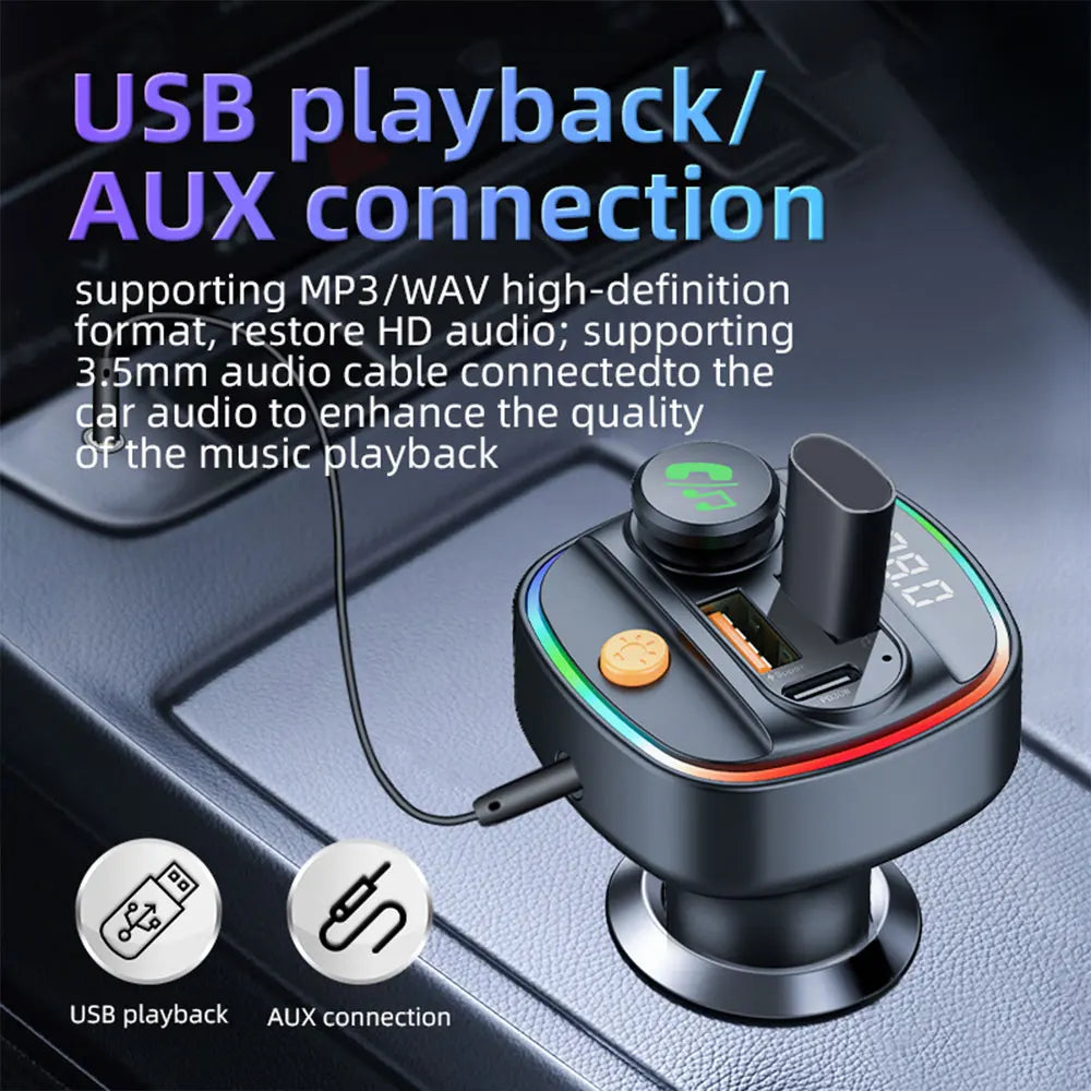 Bluetooth 5.4 FM Transmitter Car Kit