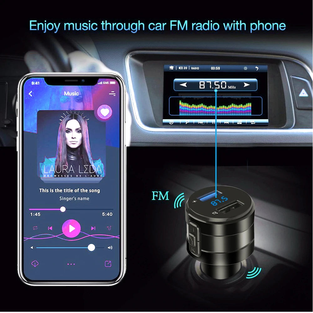 3.1A Bluetooth FM Transmitter Charging Car Kit