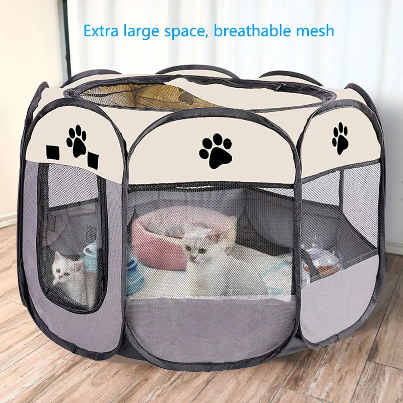 Octagonal Breathable Tent Cage for Cats & Dogs