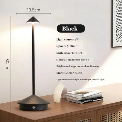 Rechargeable Cone Head Touch Sensor LED Table Lamp