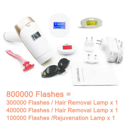 2-in-1 IPL Laser Hair Removal Device with Replaceable Lamp
