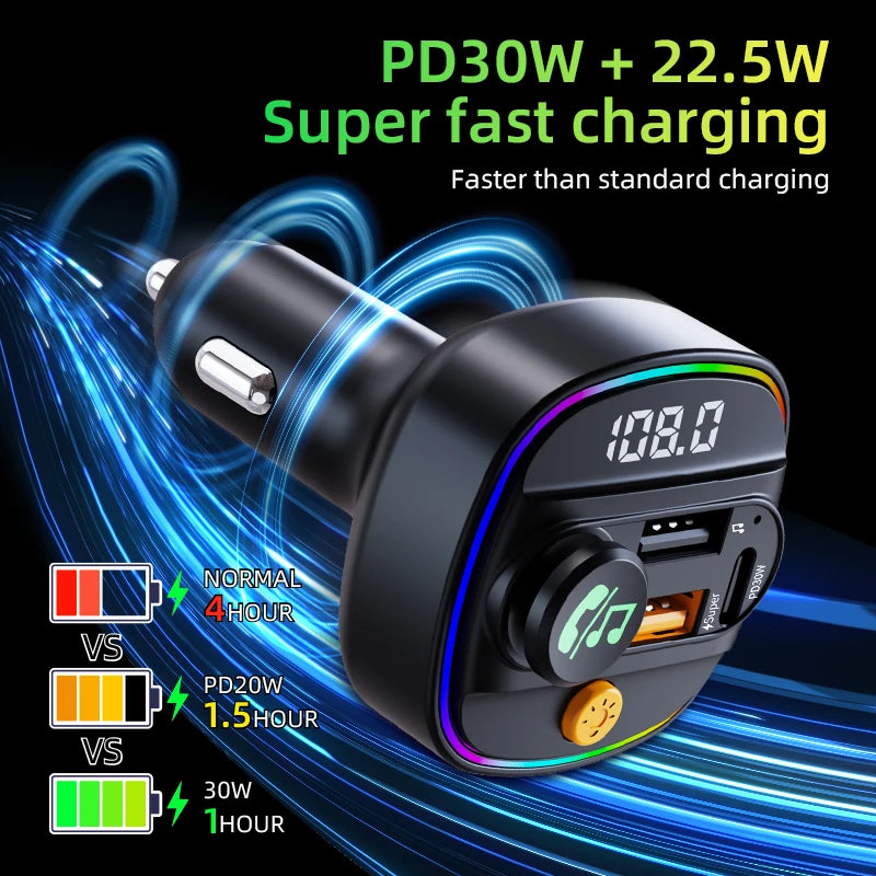 Bluetooth 5.4 FM Transmitter Car Kit