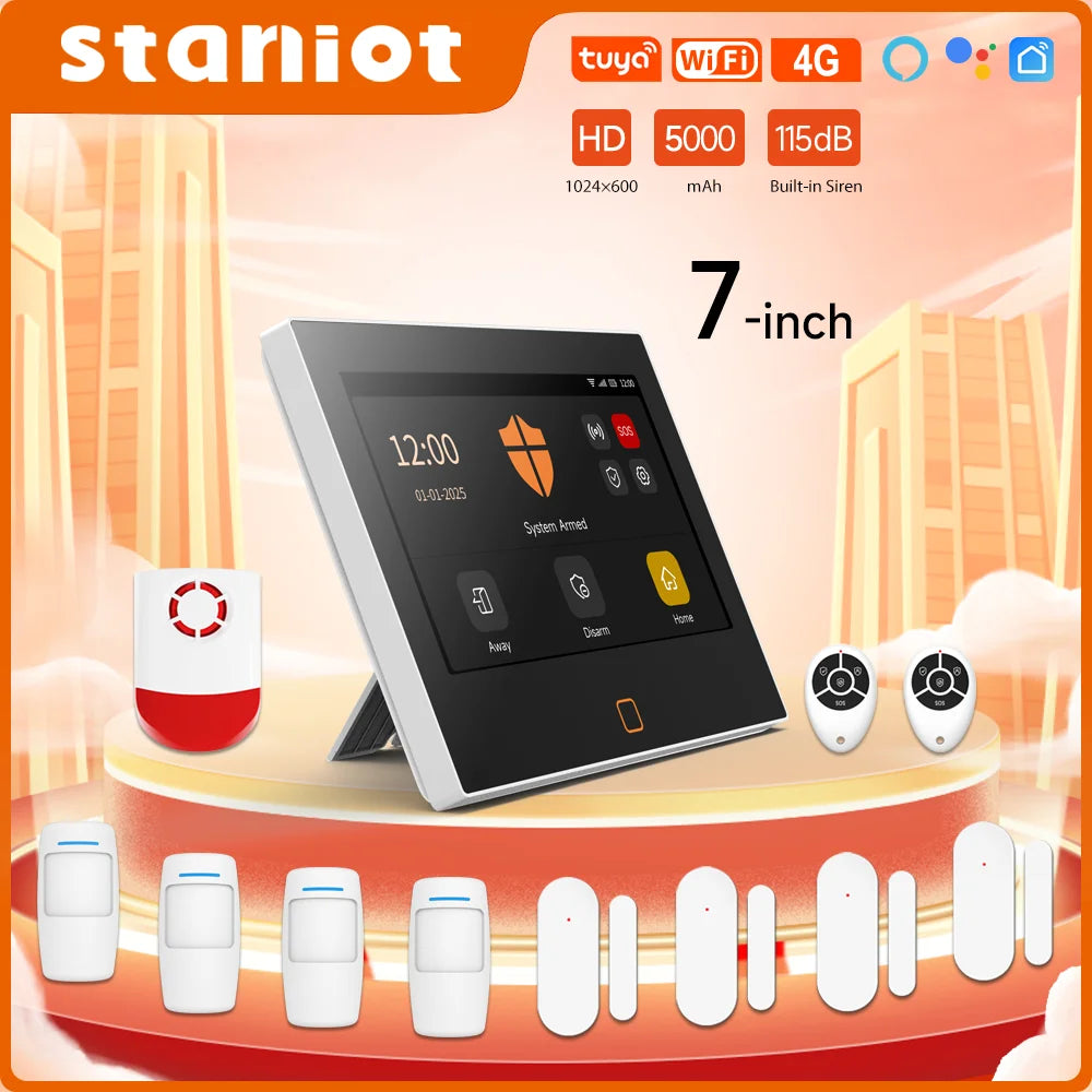 7" Wireless WiFi & 4G Home Alarm System