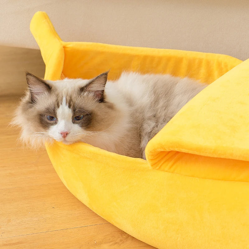 Cute & Cozy Pet House Banana Cat Bed