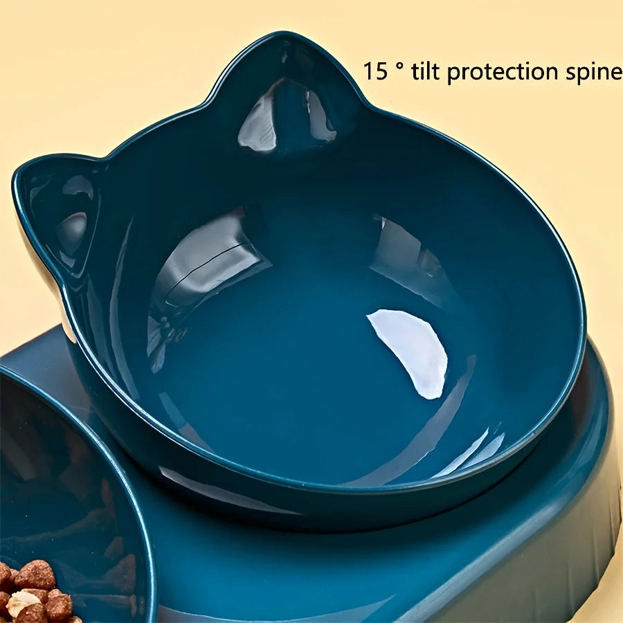 3-in-1 Tilted Cat & Dog Food and Water Bowls Set