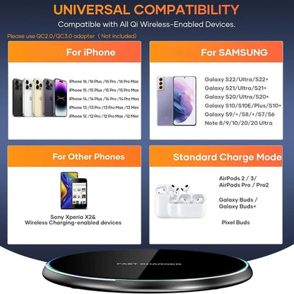 30W Desktop LED Wireless Charger Pad