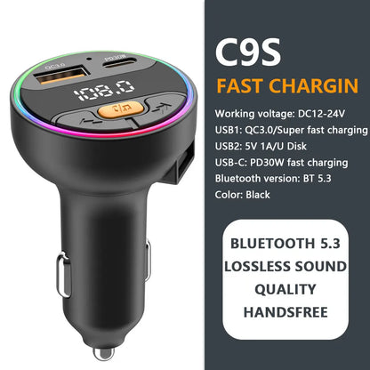 Bluetooth 5.4 FM Transmitter Car Kit