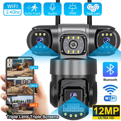 12MP 6K Outdoor Triple-Lens Security Camera