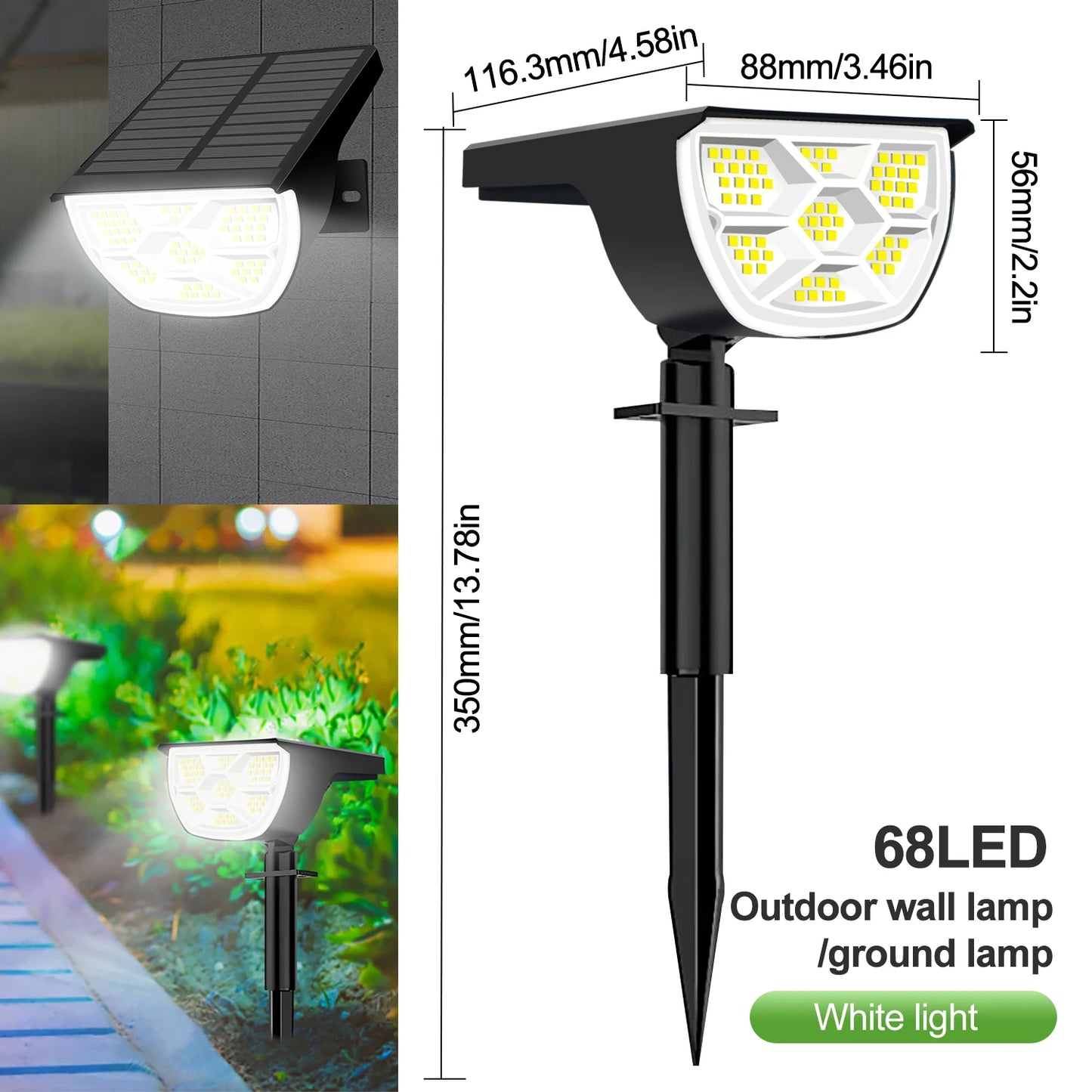 Outdoor IP65 Waterproof 72/68 LED Solar Landscape Lights