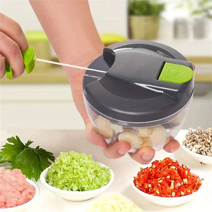 Manual Garlic Chopper & Hand-Pull String Vegetable Cutter
