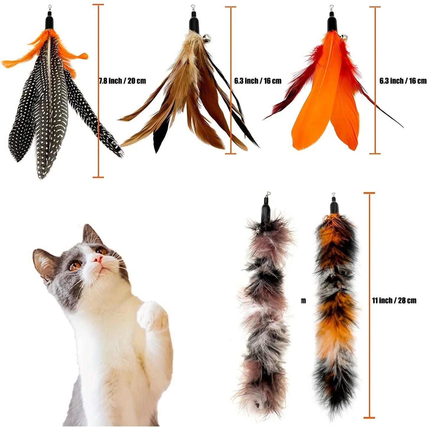 6 PCS Cat Toy Feather Refills