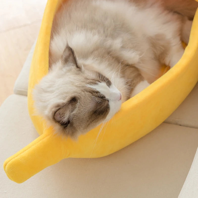 Cute & Cozy Pet House Banana Cat Bed