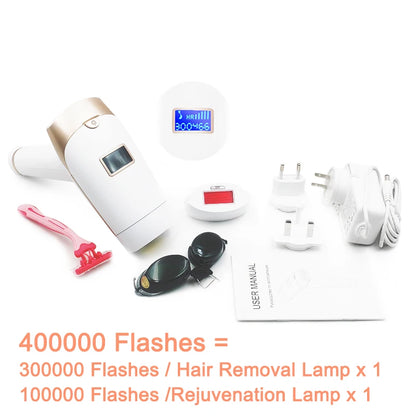 2-in-1 IPL Laser Hair Removal Device with Replaceable Lamp