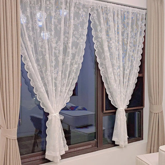 Floral Lace Sheer Rod Pocket Curtain Panel