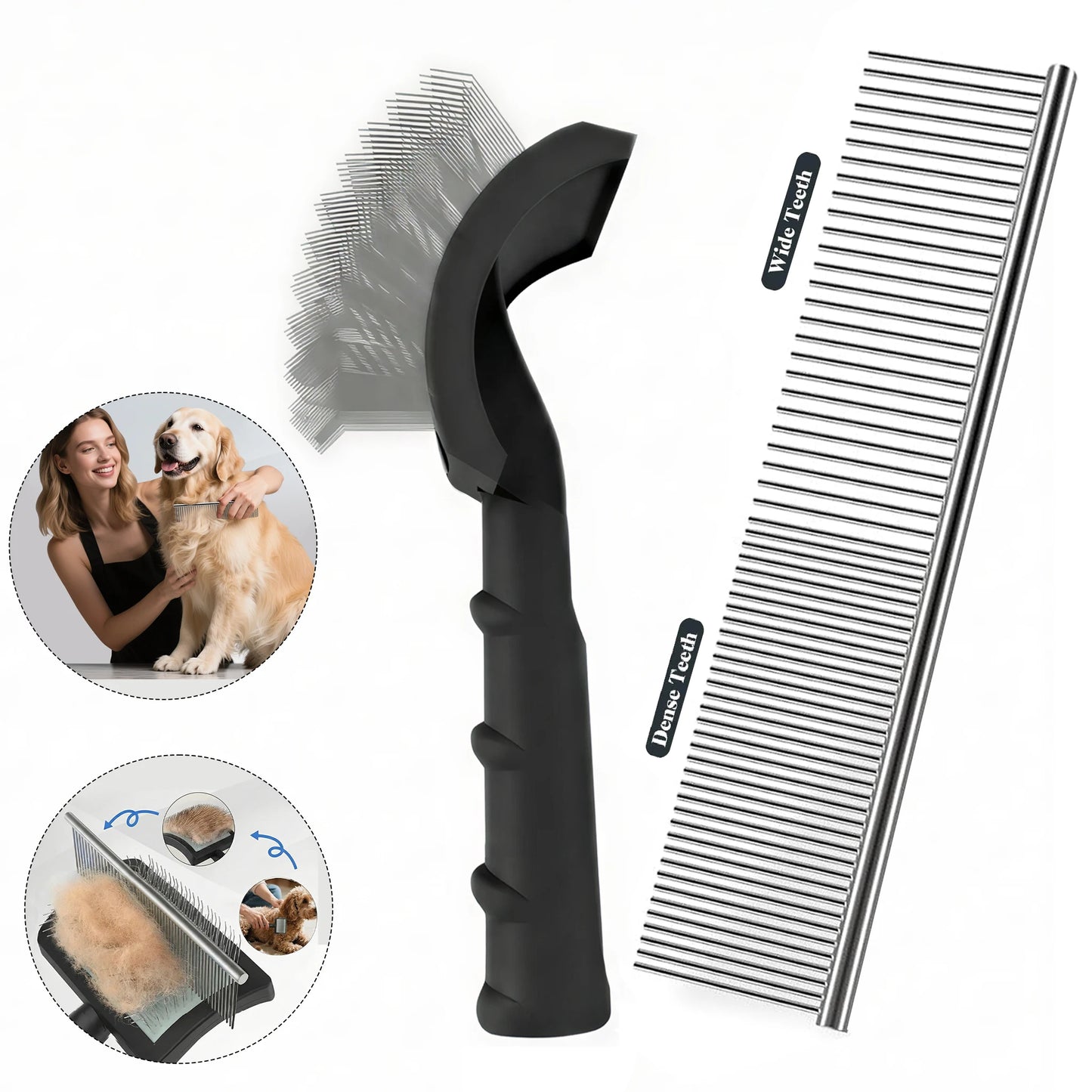 Slicker & Needle Brush for Shedding Grooming Tool