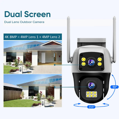 Dual-Lens Dual-Screen WiFi Outdoor PTZ IP Security Camera