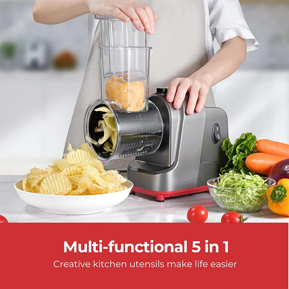 250W 5-in-1 Electric Vegetable Slicer & Shredder