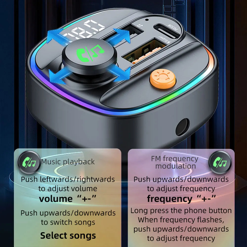 Bluetooth 5.4 FM Transmitter Car Kit